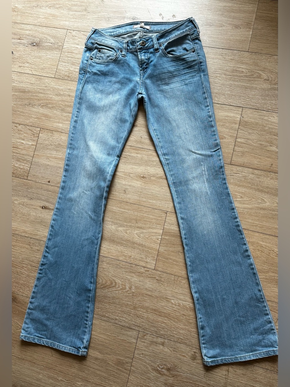 Heritage 1981 Y2K Light Medium Blue Wash Flared Jeans Western